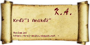 Král Anikó névjegykártya